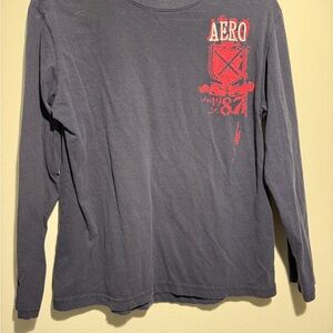 Boys blue Long Sleeve Shirt with Red graphic